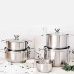 Batería de cocina 9 piezas acero inoxidable sin antiadherente Ancora