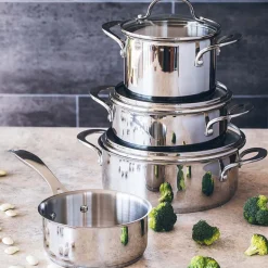 Batería de cocina 7 piezas acero inoxidable sin antiadherente Eterna