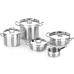Batería de cocina 9 piezas acero inoxidable sin antiadherente Profesio