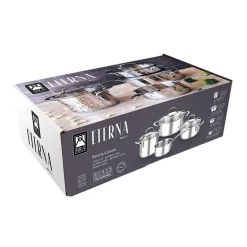Batería de cocina 7 piezas acero inoxidable sin antiadherente Eterna