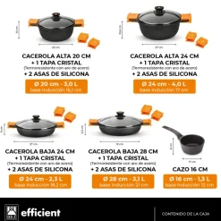 Batería de cocina 9 piezas Efficient