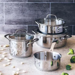 Batería de cocina 7 piezas acero inoxidable sin antiadherente Eterna
