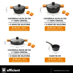 Batería de cocina 7 piezas Efficient