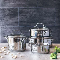 Batería de cocina 7 piezas acero inoxidable sin antiadherente Eterna