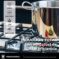 Batería de cocina 9 piezas acero inoxidable sin antiadherente Profesio