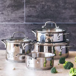 Batería de cocina 7 piezas acero inoxidable sin antiadherente Eterna