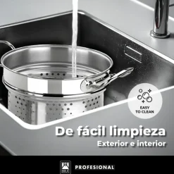 Batería de cocina 9 piezas acero inoxidable sin antiadherente Profesio