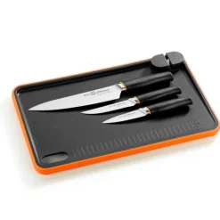 Set de 3 cuchillos Efficient con tabla para cortar