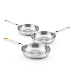 Set de 3 sartenes acero inoxidable sin antiadherente Efficient Inox