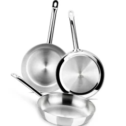 Set de 3 sartenes acero inoxidable sin antiadherente sin antiadherente Profesional