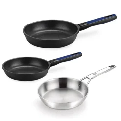 Set de 2 sartenes antiadherentes Advanced y sartén acero inoxidable si