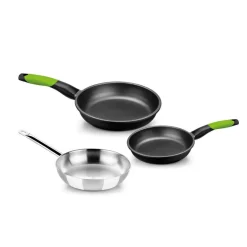 Set de 2 sartenes antiadherentes Prior y sartén acero inoxidable sin a